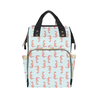 SeaHorse Pattern Print Design 01 Diaper Bag Backpack
