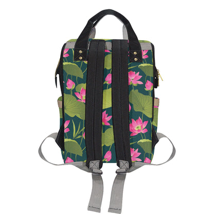Water Lily Pattern Print Design WL09 Diaper Bag Backpack