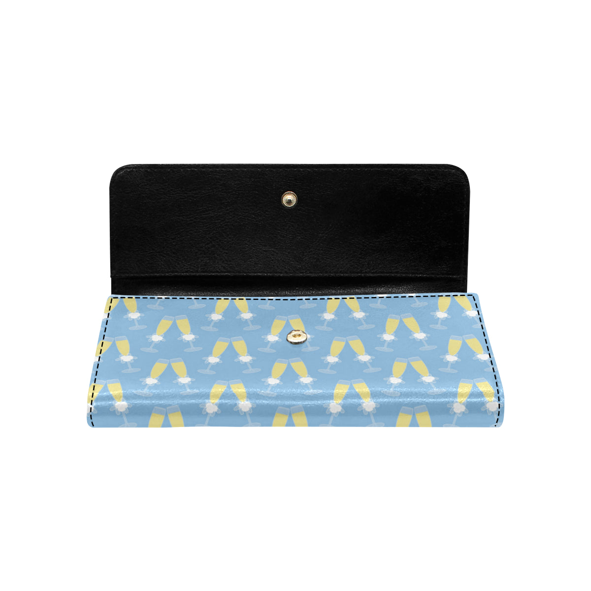 Champagne Pattern Print Design 06 Women's Trifold Wallet