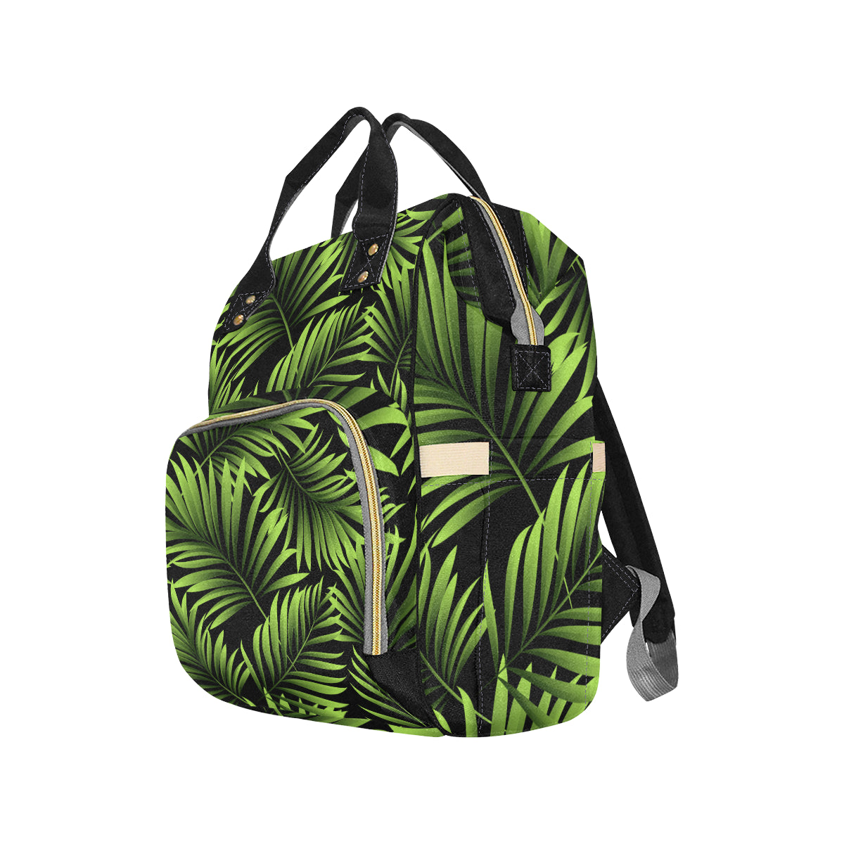 Green Neon Tropical Palm Leaves Diaper Bag Backpack