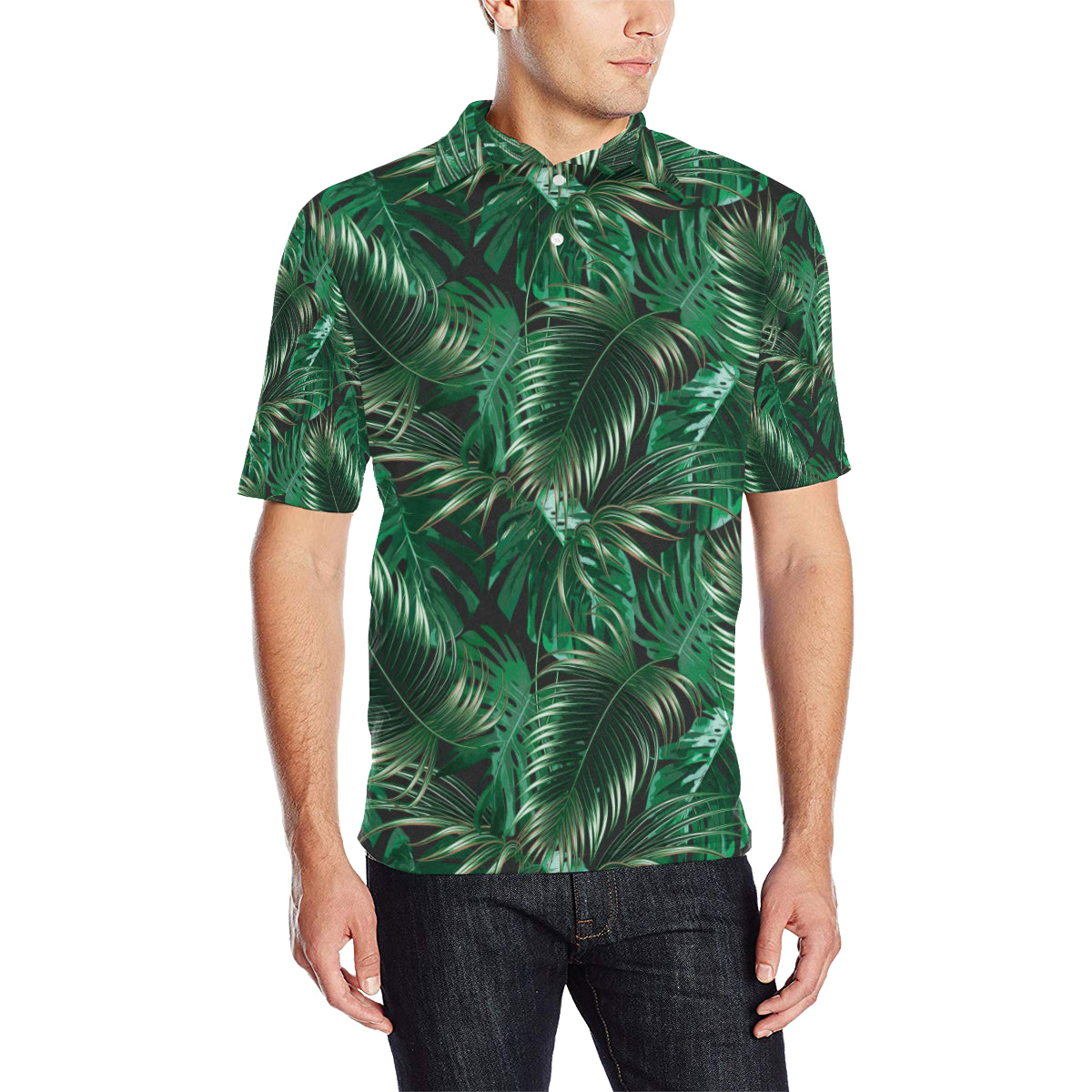 Tropical Flower Pattern Print Design TF012 Men Polo Shirt