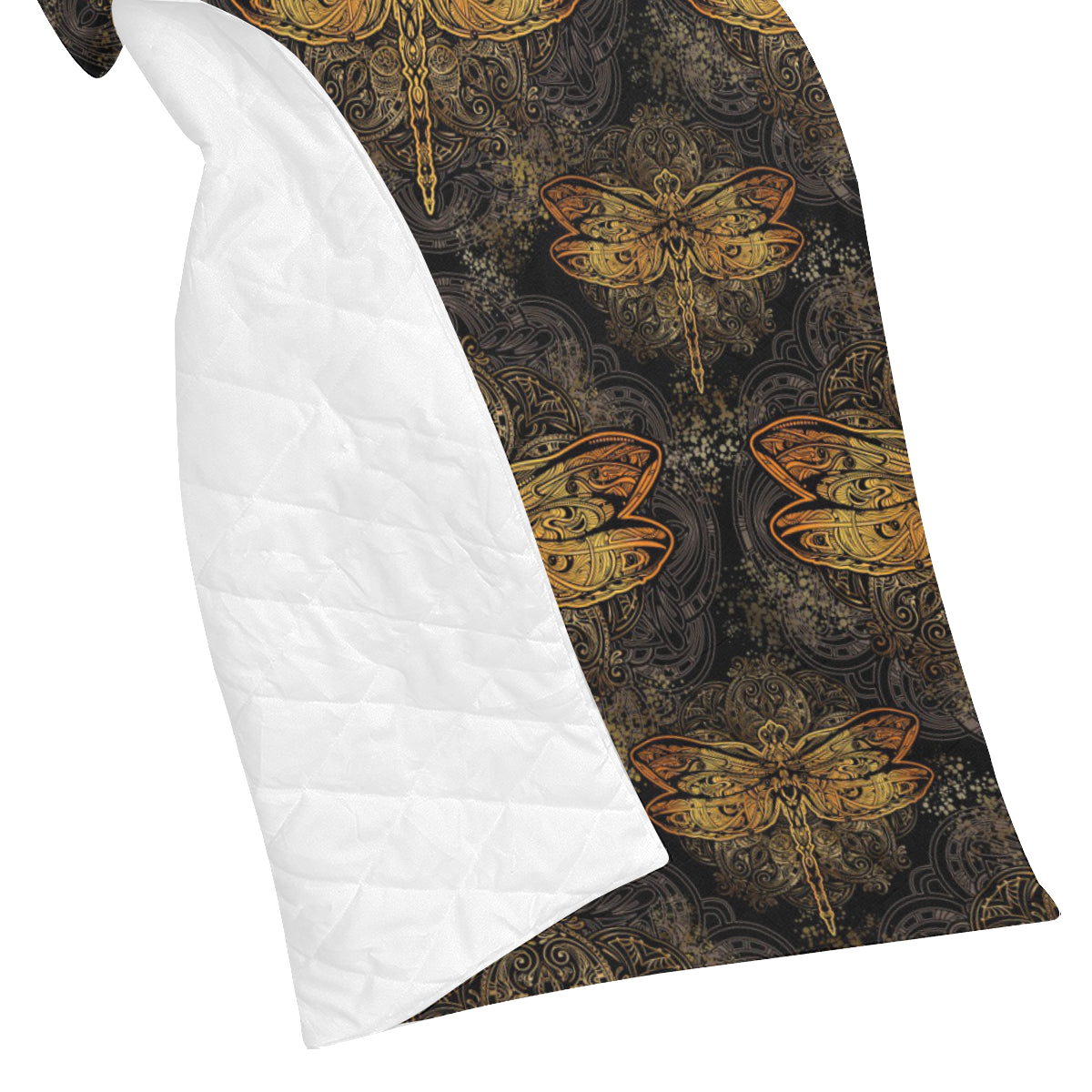 Gold Dragonfly Mandala Premium Quilt