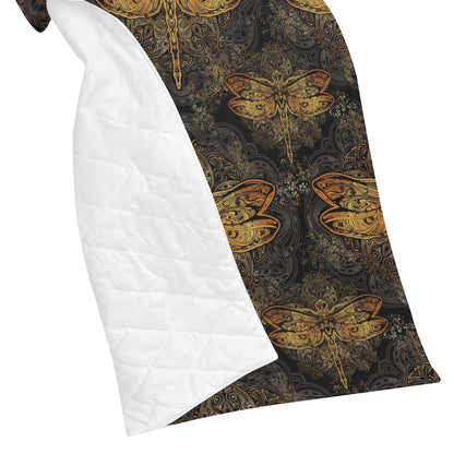Gold Dragonfly Mandala Premium Quilt