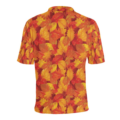 Elm Leave Autum Print Pattern Men Polo Shirt