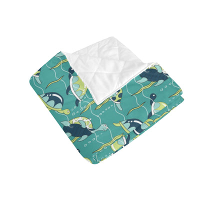 Sea Turtle Pattern Print Design T08 Premium Quilt