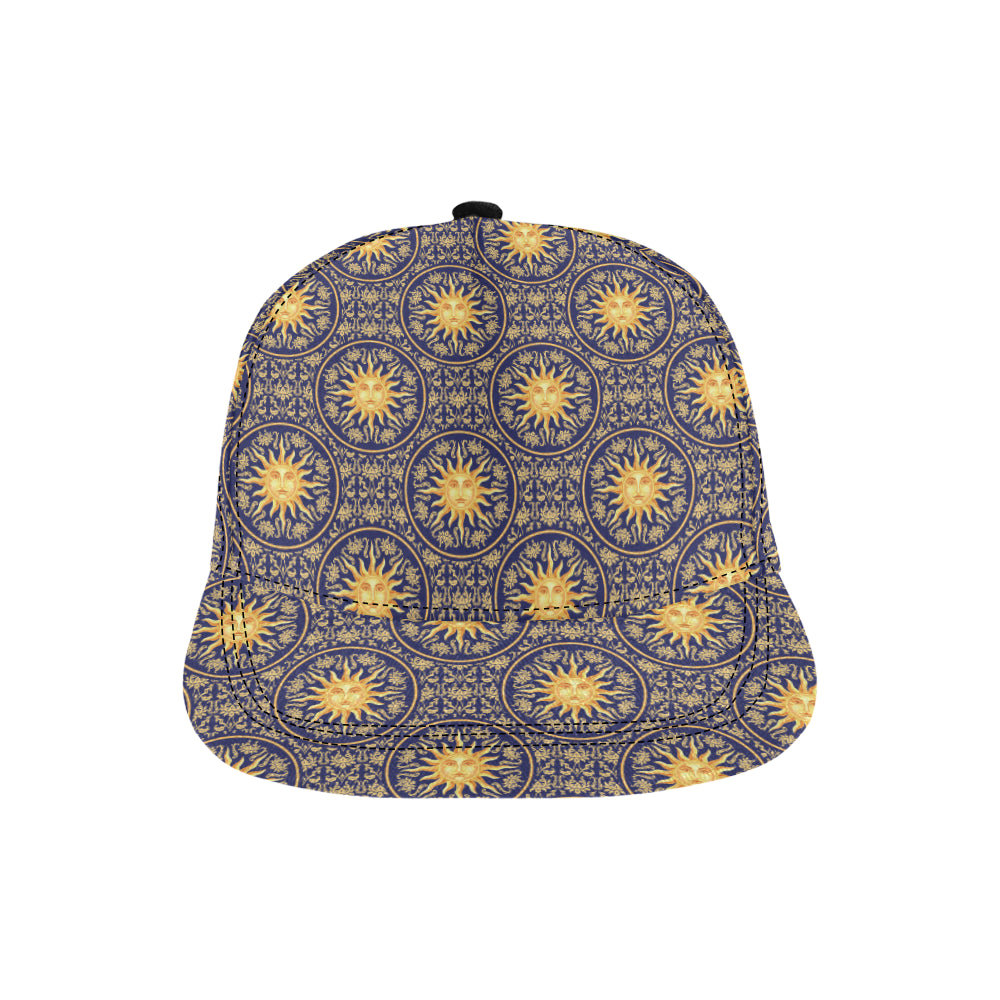 Celestial Gold Sun Face Snapback Cap