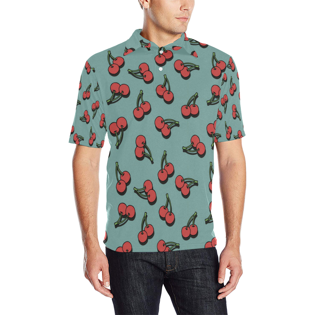 Cherry Pattern Print Design CH03 Men Polo Shirt