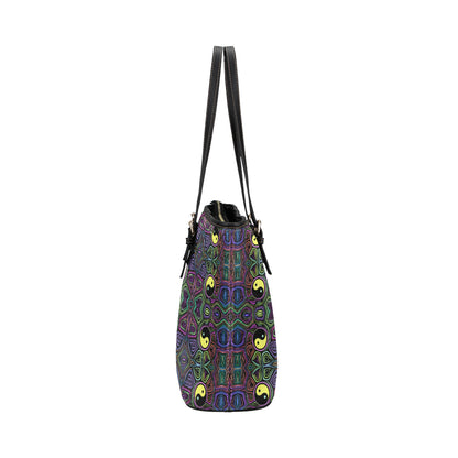 Yin Yang Neon Color Design Print Leather Tote Bag