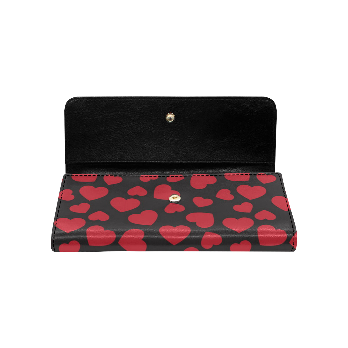 Heart Red Pattern Print Design HE01 Women's Trifold Wallet