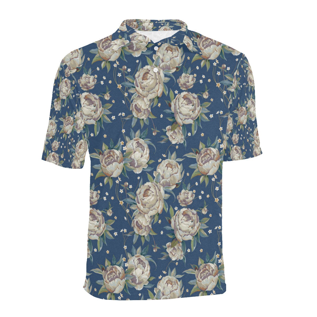Peony Pattern Print Design A03 Men Polo Shirt
