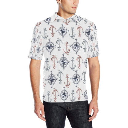 Anchor Pattern Print Design 06 Men Polo Shirt