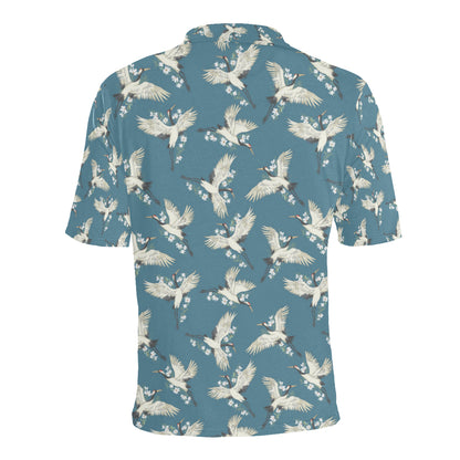 Crane Pattern Print Design 02 Men Polo Shirt