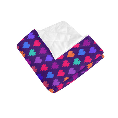 Heart Pixel Pattern Print Design HE03 Premium Quilt