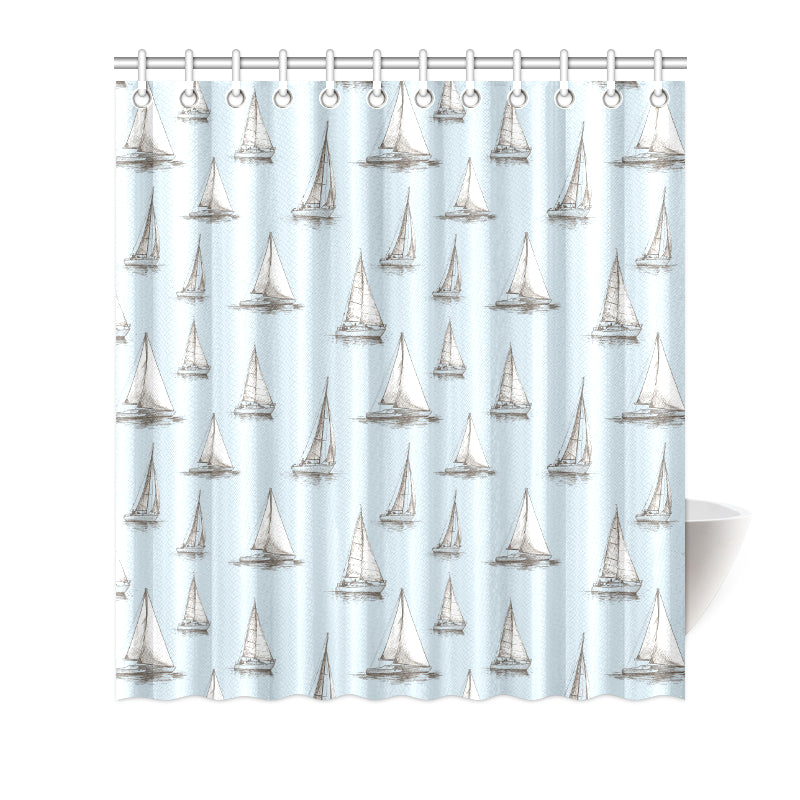 Sailing Ships Pattern Print Design A01 Shower Curtain