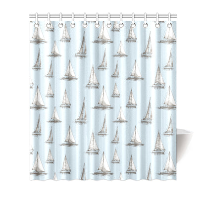 Sailing Ships Pattern Print Design A01 Shower Curtain