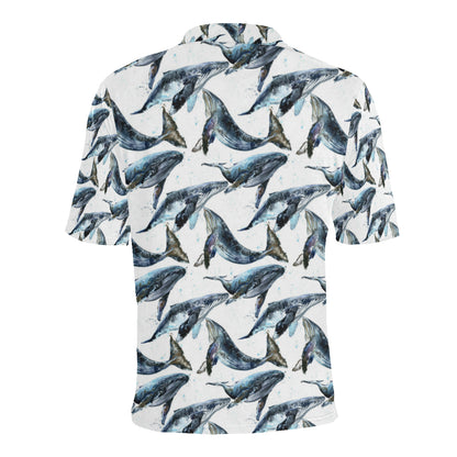 Blue Whale Pattern Print Design 03 Men Polo Shirt