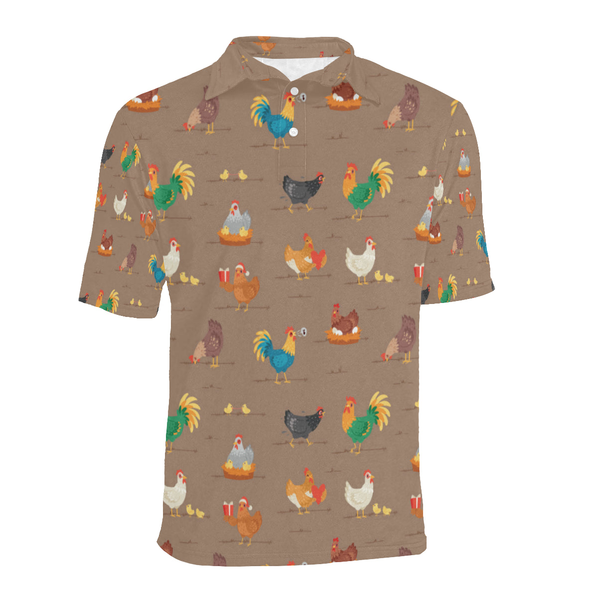 Chicken Happy Print Pattern Men Polo Shirt