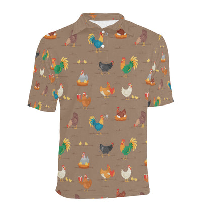 Chicken Happy Print Pattern Men Polo Shirt