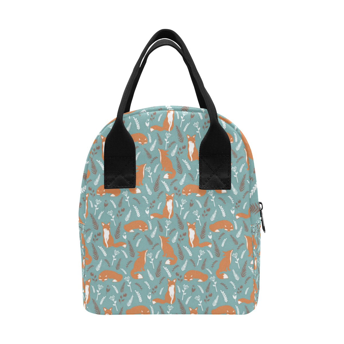 Fox Forest Print Pattern Insulated Lunch Bag