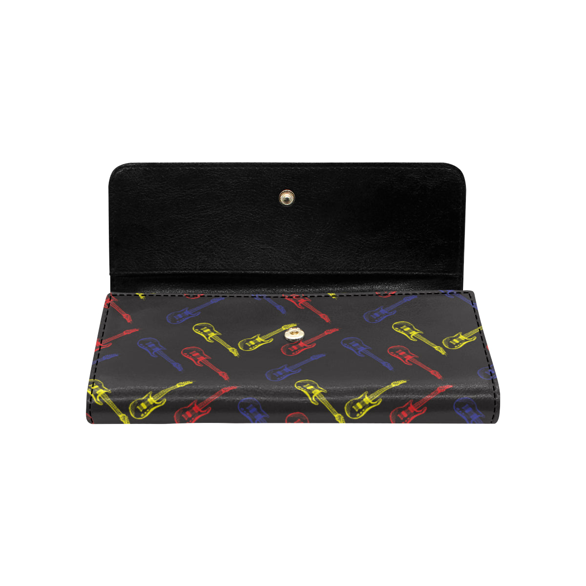 Electric Guitar Pattern Print Design 03 Women's Trifold Wallet