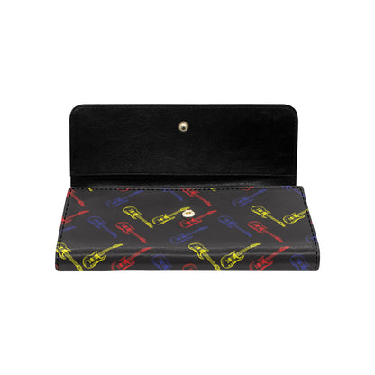 Electric Guitar Pattern Print Design 03 Women's Trifold Wallet