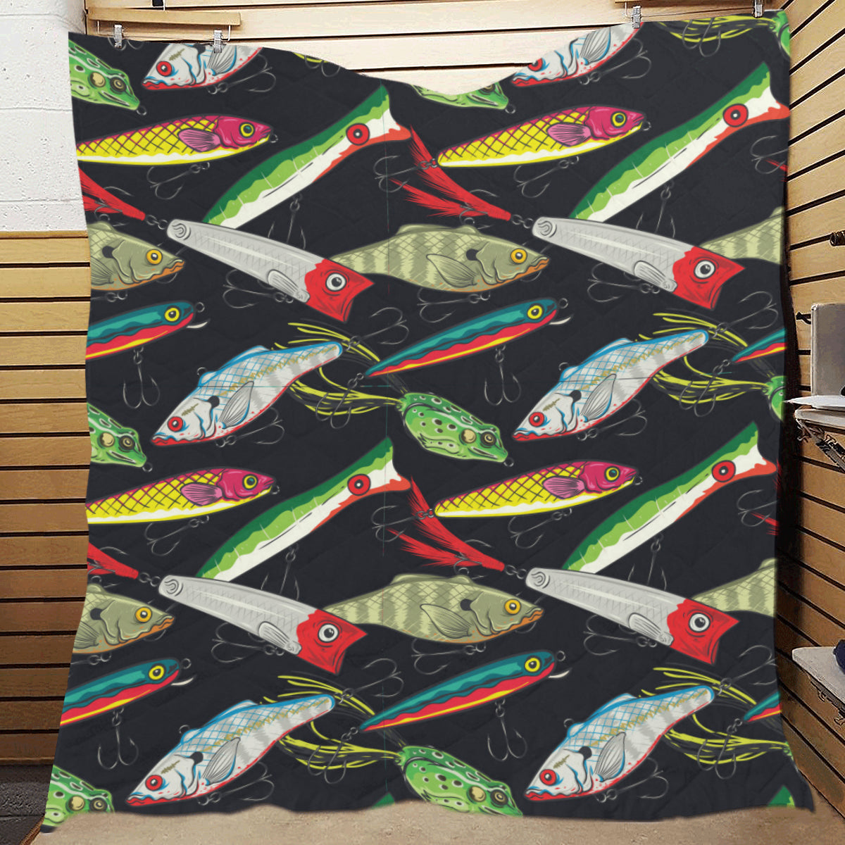 Fishing Bait Print Premium Quilt