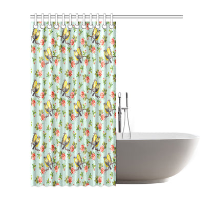 Bird with Red Flower Print Pattern Shower Curtain