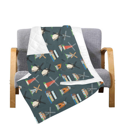 Windmill Pattern Print Design 04 Premium Quilt