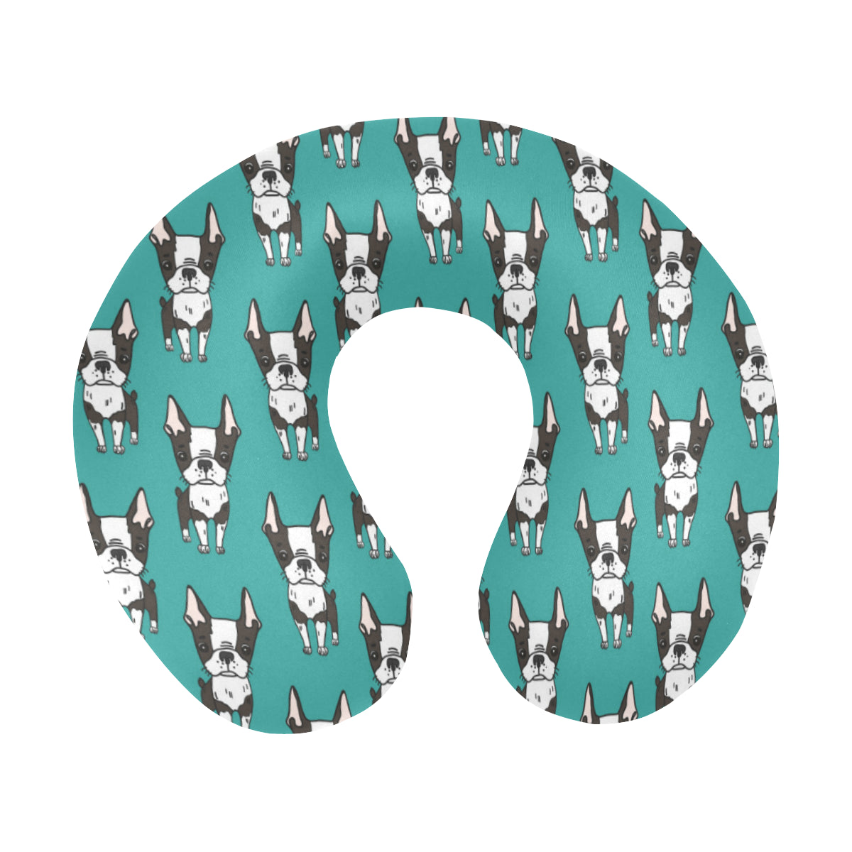 Boston Terrier Pattern Print Design 04 U-Shaped Travel Neck Pillow
