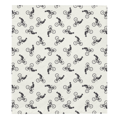 Mountain bike Pattern Print Design 01 Premium Quilt