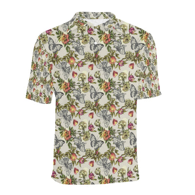 Butterfly Flower Pattern Print Design 06 Men Polo Shirt