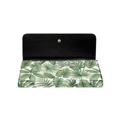 Palm Leaves Pattern Print Design PL014 Women's Trifold Wallet