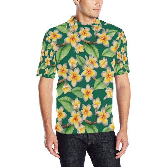 Plumeria Pattern Print Design PM07 Men Polo Shirt