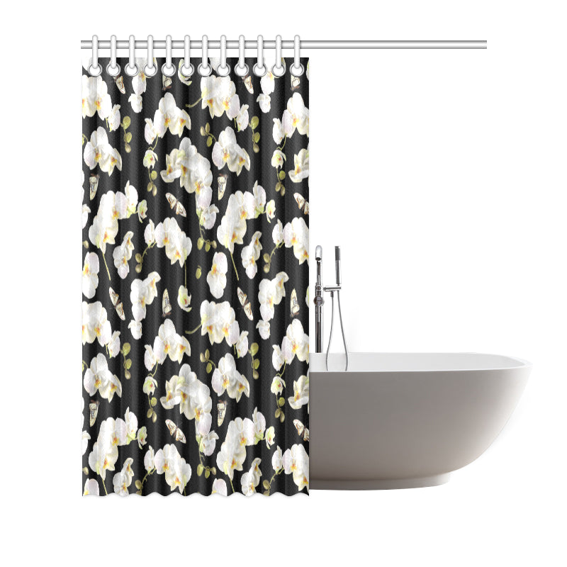 Orchid White Pattern Print Design OR011 Shower Curtain