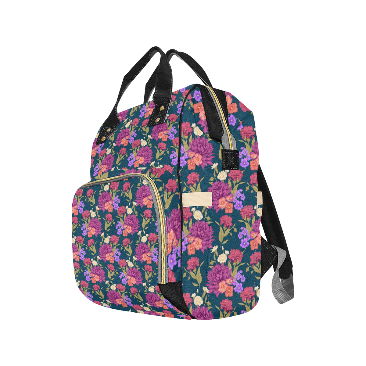 Dahlia Pattern Print Design DH01 Diaper Bag Backpack