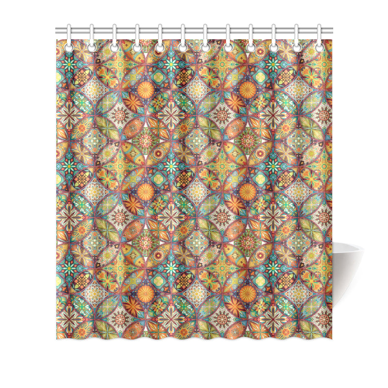 Mandala Flower Themed Design Print Shower Curtain