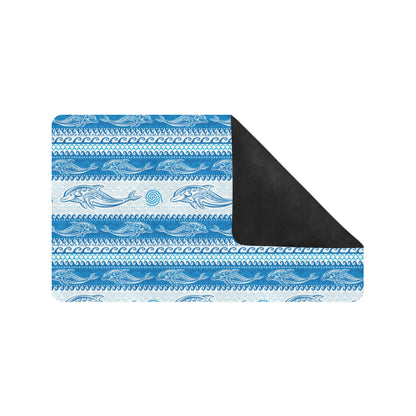 Dolphin Tribal Print Pattern Rubber Doormat