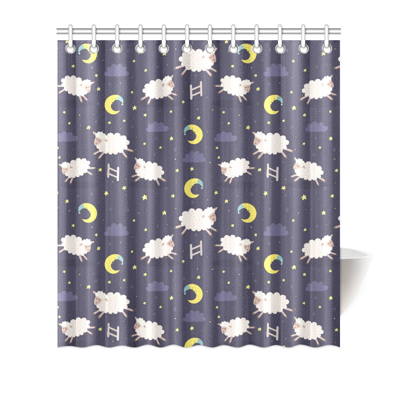 Sheep Night Pattern Print Design 02 Shower Curtain