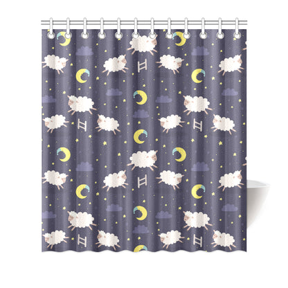 Sheep Night Pattern Print Design 02 Shower Curtain