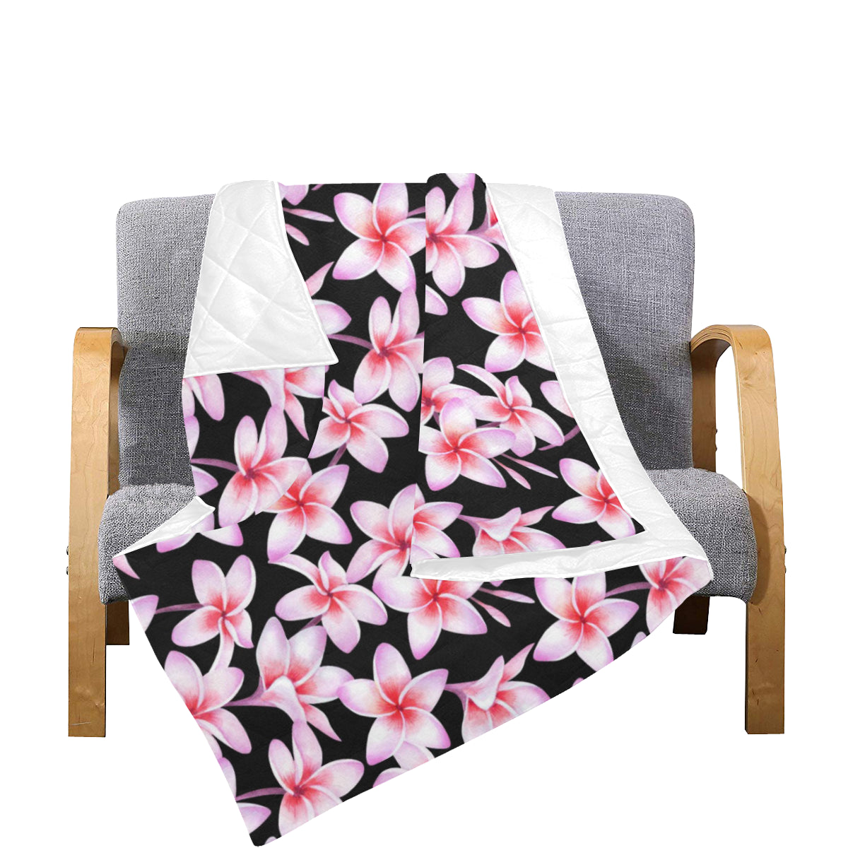 Pink Plumeria Pattern Print Design PM09 Premium Quilt