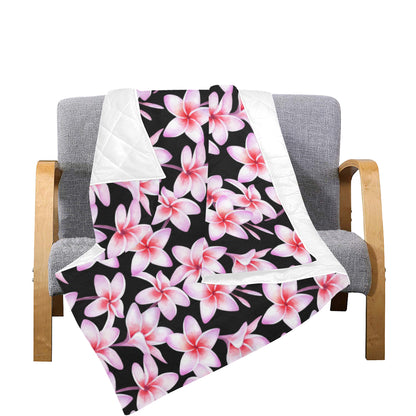 Pink Plumeria Pattern Print Design PM09 Premium Quilt