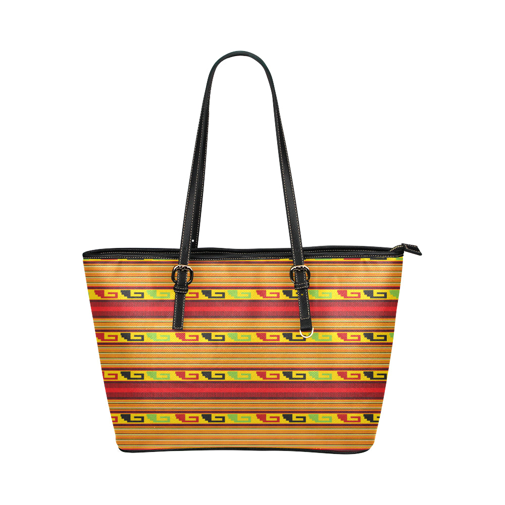 Mexican Blanket Ornament Print Pattern Leather Tote Bag