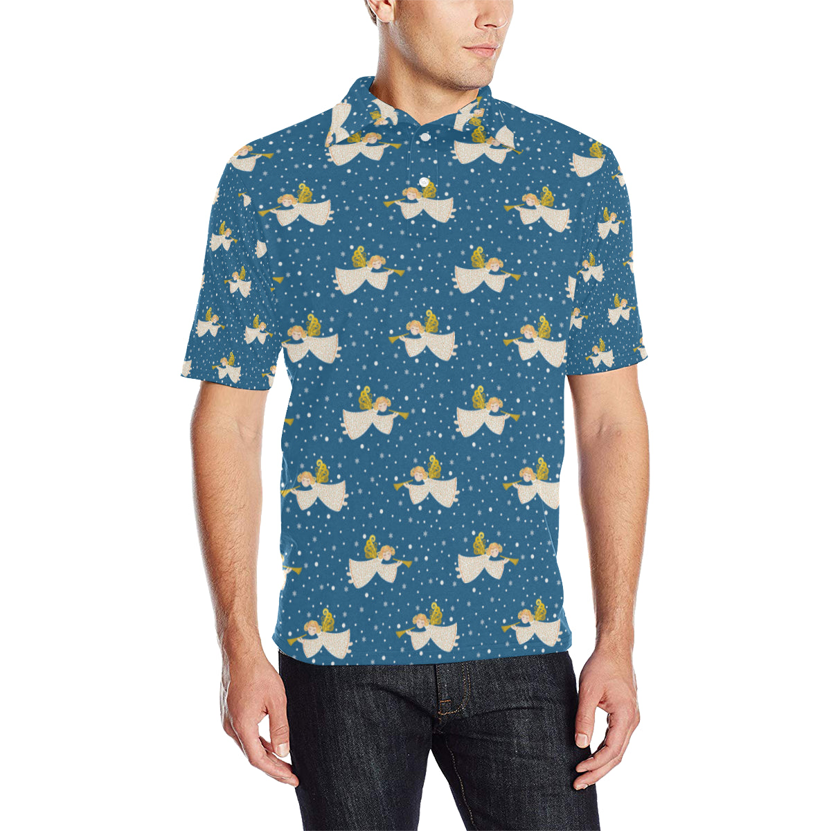 Angel Pattern Print Design 08 Men Polo Shirt