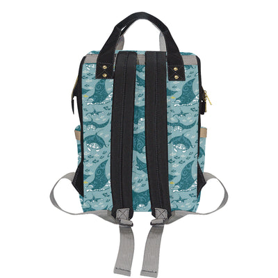 Manta Ray Tribal Pattern Print Design 03 Diaper Bag Backpack