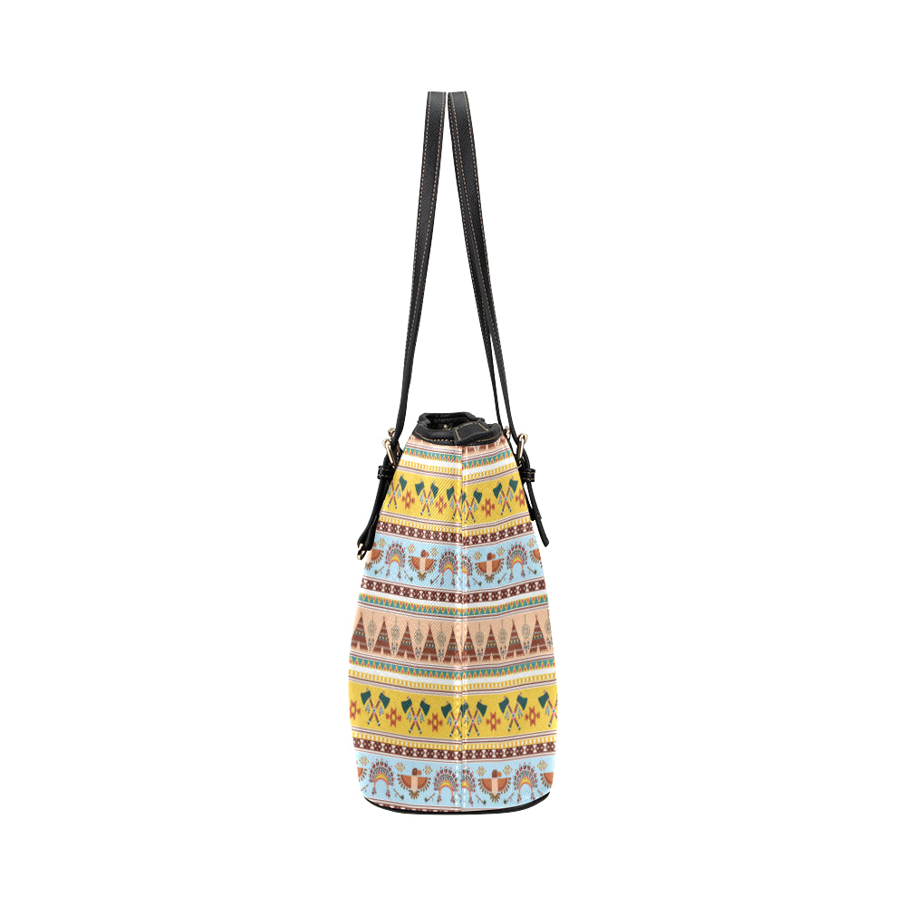 Native American Pattern Design Print Leather Tote Bag