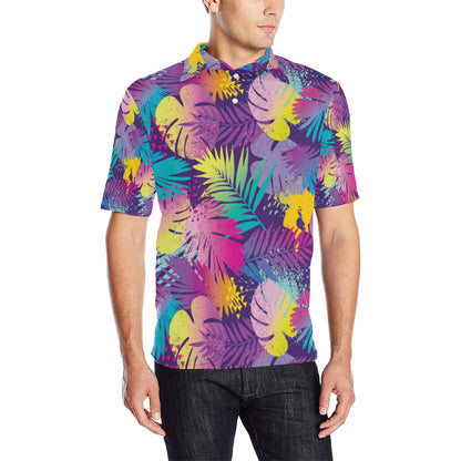 Palm Leaf Pattern Print Design A04 Men Polo Shirt