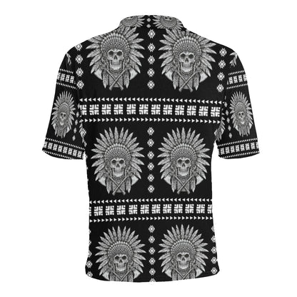 Native American Indian Skull Men Polo Shirt