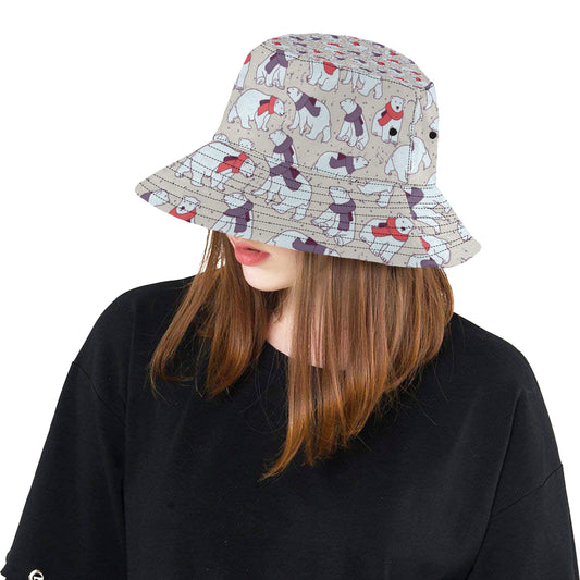 Polar Bear Pattern Print Design PB04 Unisex Bucket Hat