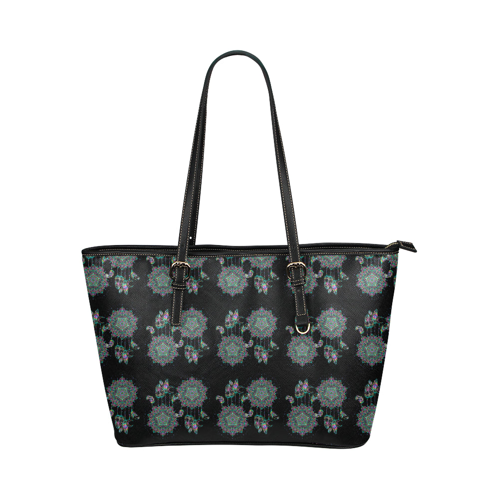 Dream Catcher Colorful Hand Draw Leather Tote Bag