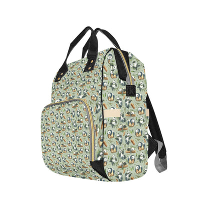 Panda Bear Design Bamboo Print Diaper Bag Backpack